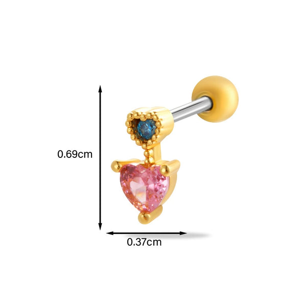 Women's Stainless Steel Heart Pattern Electroplating Ear Nail