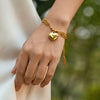 Women's Stainless Steel Heart Pendant Bracelet With Geometric Style And 18K Gold Vacuum Plated Finish