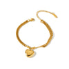 Women's Stainless Steel Heart Pendant Bracelet With Geometric Style And 18K Gold Vacuum Plated Finish