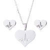 Women's Stainless Steel Heart Pendant Ochain Necklace And Matching Earrings Set With Electroplated Finish
