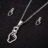 Women's Stainless Steel Heart Pendant Ochain Necklace And Matching Earrings Set With Electroplated Finish