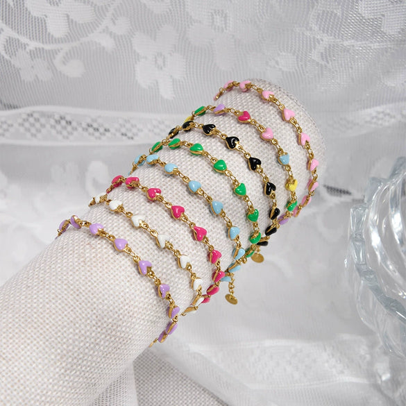 Women's Stainless Steel Heart Shape Fashion Sweet Bracelet With Electroplating