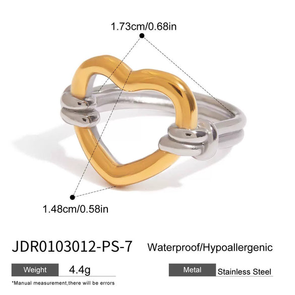 Women's Stainless Steel Heart Shape Ring With Electroplating And Ins Style