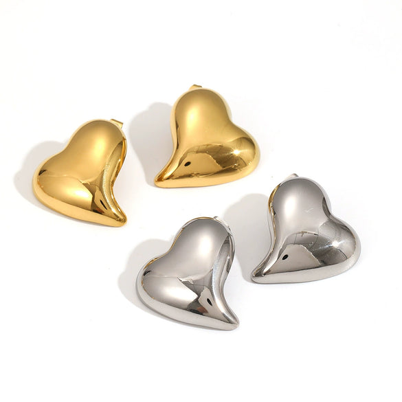 Women's Stainless Steel Heart Shaped Electroplated Geometric Love Earrings