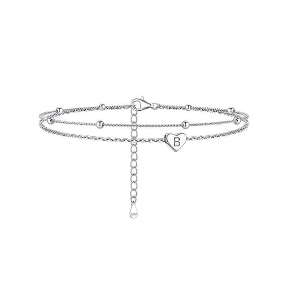 Women's Stainless Steel Heart Shaped Letter Anklet Fashion Simple Alphabet Jewelry