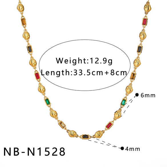 Women's Stainless Steel Heart Shell Geometric Necklace And Bracelet Set With 18K Vacuum Plated Regular Chain
