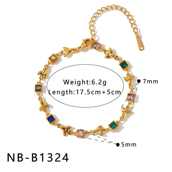 Women's Stainless Steel Heart Shell Geometric Necklace And Bracelet Set With 18K Vacuum Plated Regular Chain