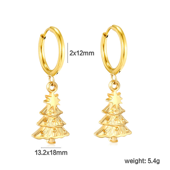 Women's Stainless Steel Heart Water Drop And Bell Pendant Necklace And Earrings Set With Electroplated Geometric Design