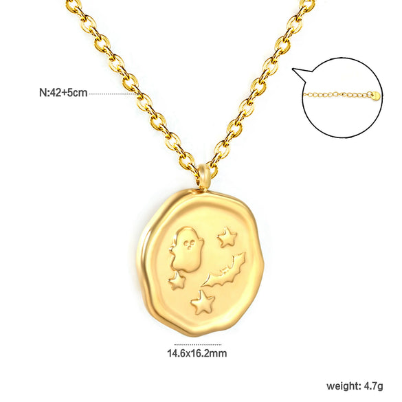 Women's Stainless Steel Heart Water Drop And Bell Pendant Necklace And Earrings Set With Electroplated Geometric Design