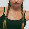 Women's Stainless Steel Heart Y Necklace With Geometric Pendant Electroplated Light Luxury Layered Clavicle Chain