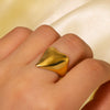 Women's Stainless Steel Heartshaped Glossy Asymmetrical Opening Adjustable Electroplated Ring