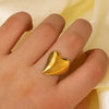 Women's Stainless Steel Heartshaped Glossy Asymmetrical Opening Adjustable Electroplated Ring
