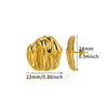 Women's Stainless Steel Heartshaped Golden Exaggerated Stud Earrings With Petals Textured And Electroplating Design