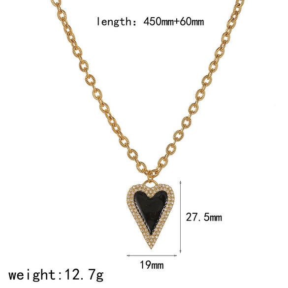 Women's Stainless Steel Heartshaped Love Necklace With Diamondencrusted And Electroplated Design