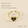 Women's 316L Stainless Steel Heartshaped Open Ring With Fourleaf Clover Pattern And Electroplating