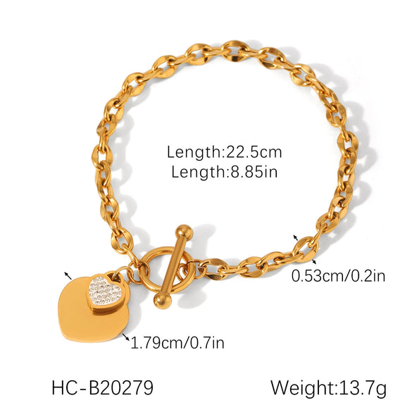 Women's Stainless Steel Heartshaped Ot Buckle Pendant Bracelet With Geometric Pattern And Electroplating