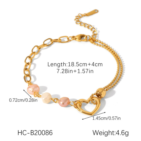Women's Stainless Steel Heartshaped Ot Buckle Pendant Bracelet With Geometric Pattern And Electroplating