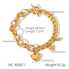Women's Stainless Steel Heartshaped Ot Buckle Pendant Bracelet With Geometric Pattern And Electroplating