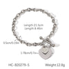 Women's Stainless Steel Heartshaped Ot Buckle Pendant Bracelet With Geometric Pattern And Electroplating