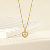 Women's Stainless Steel Heartshaped Religious Pendant Necklace With Mixed Gemstone Setting And Electroplating