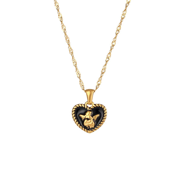 Women's Stainless Steel Heartshaped Retro Trendy Pendant Jewelry With Geometric Pattern And Electroplating