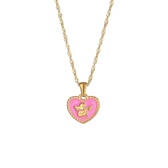 Women's Stainless Steel Heartshaped Retro Trendy Pendant Jewelry With Geometric Pattern And Electroplating