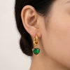 Women's Stainless Steel Heartshaped Zircon Earrings With Pvd Vacuum Gold Plating Elegant Fashion Jewelry