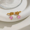 Women's Stainless Steel Heartshaped Zircon Earrings With Pvd Vacuum Gold Plating Elegant Fashion Jewelry
