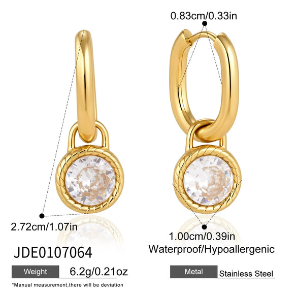 Women's Stainless Steel Heartshaped Zirconia Hoop Earrings With Geometric Design And Electroplated Finish