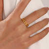 Women's Stainless Steel Hip Hop Opening Adjustable Ring With Geometric Design And Real Gold Electroplated