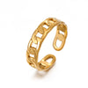 Women's Stainless Steel Hip Hop Opening Adjustable Ring With Geometric Design And Real Gold Electroplated