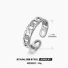 Women's Stainless Steel Hip Hop Opening Adjustable Ring With Geometric Design And Real Gold Electroplated