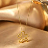 Women's Stainless Steel Hollow Geometric Flower Necklace With Irregular Floral Pendant And O Chain Electroplated Light Luxury Style