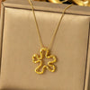 Women's Stainless Steel Hollow Geometric Flower Necklace With Irregular Floral Pendant And O Chain Electroplated Light Luxury Style