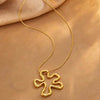 Women's Stainless Steel Hollow Geometric Flower Necklace With Irregular Floral Pendant And O Chain Electroplated Light Luxury Style