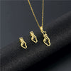 Women's Stainless Steel Hollow Hand Gesture Heart Necklace And Earring Set Electroplated Geometric Clavicle Chain Jewelry
