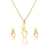 Women's Stainless Steel Hollow Hand Gesture Heart Necklace And Earring Set Electroplated Geometric Clavicle Chain Jewelry