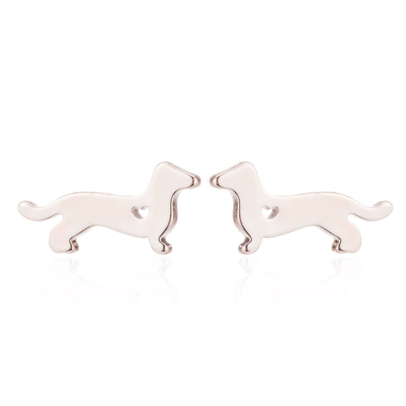 Women's Stainless Steel Hollow Out Heart Dog Earrings With Electroplated Finish Cute Animal Zodiac Jewelry Design