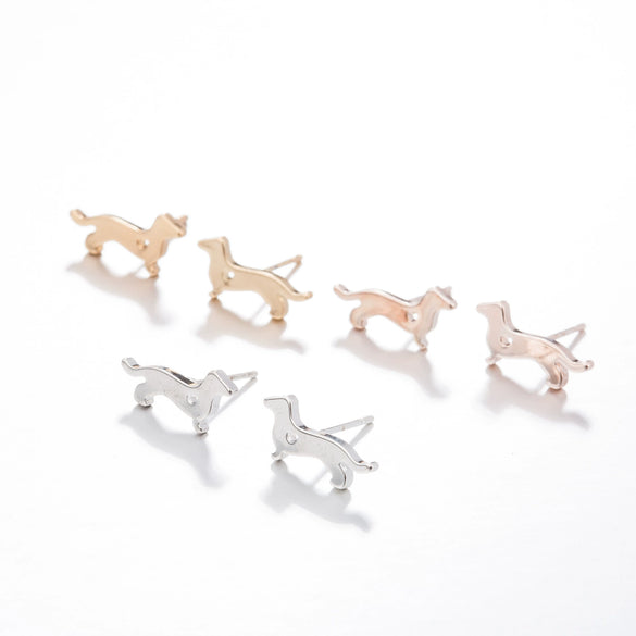 Women's Stainless Steel Hollow Out Heart Dog Earrings With Electroplated Finish Cute Animal Zodiac Jewelry Design