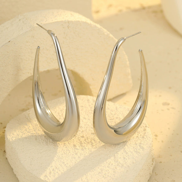 Women's Stainless Steel Hollow U Shaped Geometric Vintage Electroplated Earrings