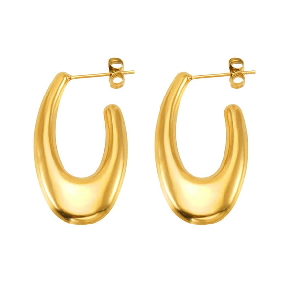 Women's 316L Stainless Steel Hollow Ushape Geometric Electroplating Earrings