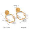 Women's Stainless Steel Hoop Earrings Inlaid With Flower Geometric Retro Electroplated