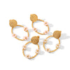 Women's Stainless Steel Hoop Earrings Inlaid With Flower Geometric Retro Electroplated