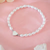 Women's Stainless Steel Imitation Pearl Double Layer Bracelet With Heart And Flower Design Electroplated Retro Fashion Jewelry