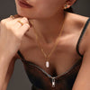 Women's 316L Stainless Steel Imitation Pearl Pendant Necklace Light Luxury Geometric Electroplated Design