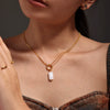 Women's 316L Stainless Steel Imitation Pearl Pendant Necklace Light Luxury Geometric Electroplated Design