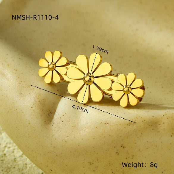 Women's Stainless Steel Inlay Fashion Flower Petals Oneword Clip Hairpin
