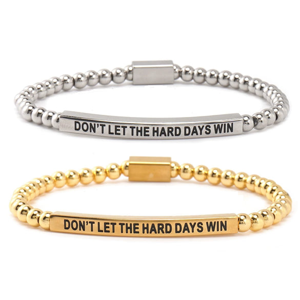 Women's Stainless Steel Inspirational Beaded Bracelet Simple Geometric Elastic Bracelet With Electroplated Finish Jewelry Gift