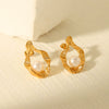 Women's Stainless Steel Irregular Pearl Electroplated Geometric Earrings