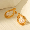 Women's Stainless Steel Irregular Pearl Electroplated Geometric Earrings